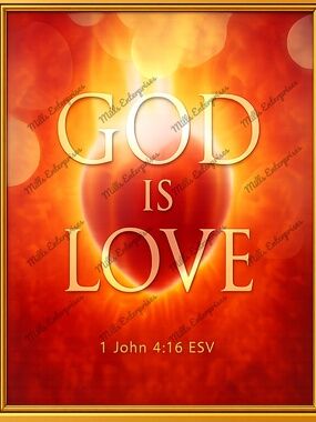 God is Love wall home art decor. 1 John 4:16 Scripture artistic depiction.